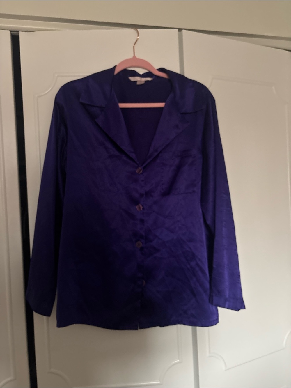 Victoria's Secret Deep Purple Satin Button-Down Shirt